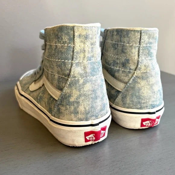 Vans SK8-Hi Tapered Denim Destroy Sneakers Women 7 Unisex Lace Up Retro Classic - Picture 9 of 13